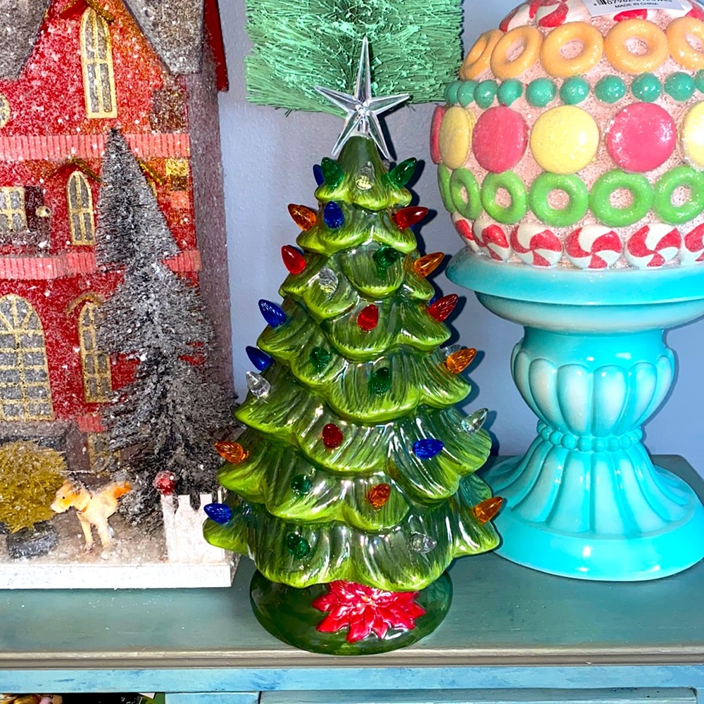One Hundred 80 Degrees Battery Operated Ceramic Christmas Tree